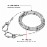 Stainless Steel Wire Rope Clothesline 10 Meter With Hooks