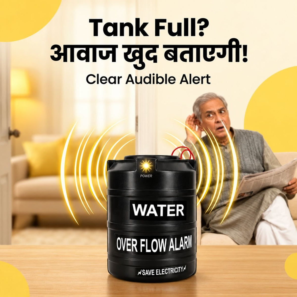 Water Tank Alarm Overflow Bell with Sensor and Voice