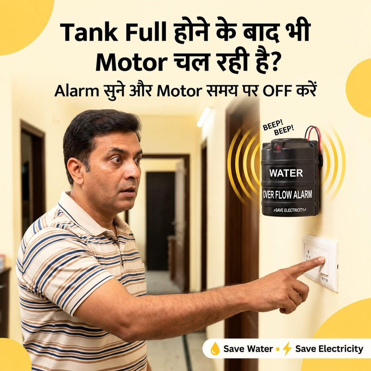 Water Tank Alarm Overflow Bell with Sensor and Voice