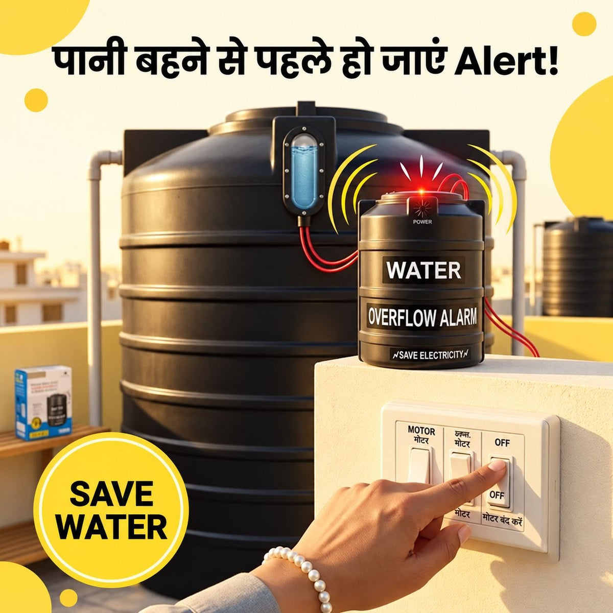 Water Tank Alarm Overflow Bell with Sensor and Voice