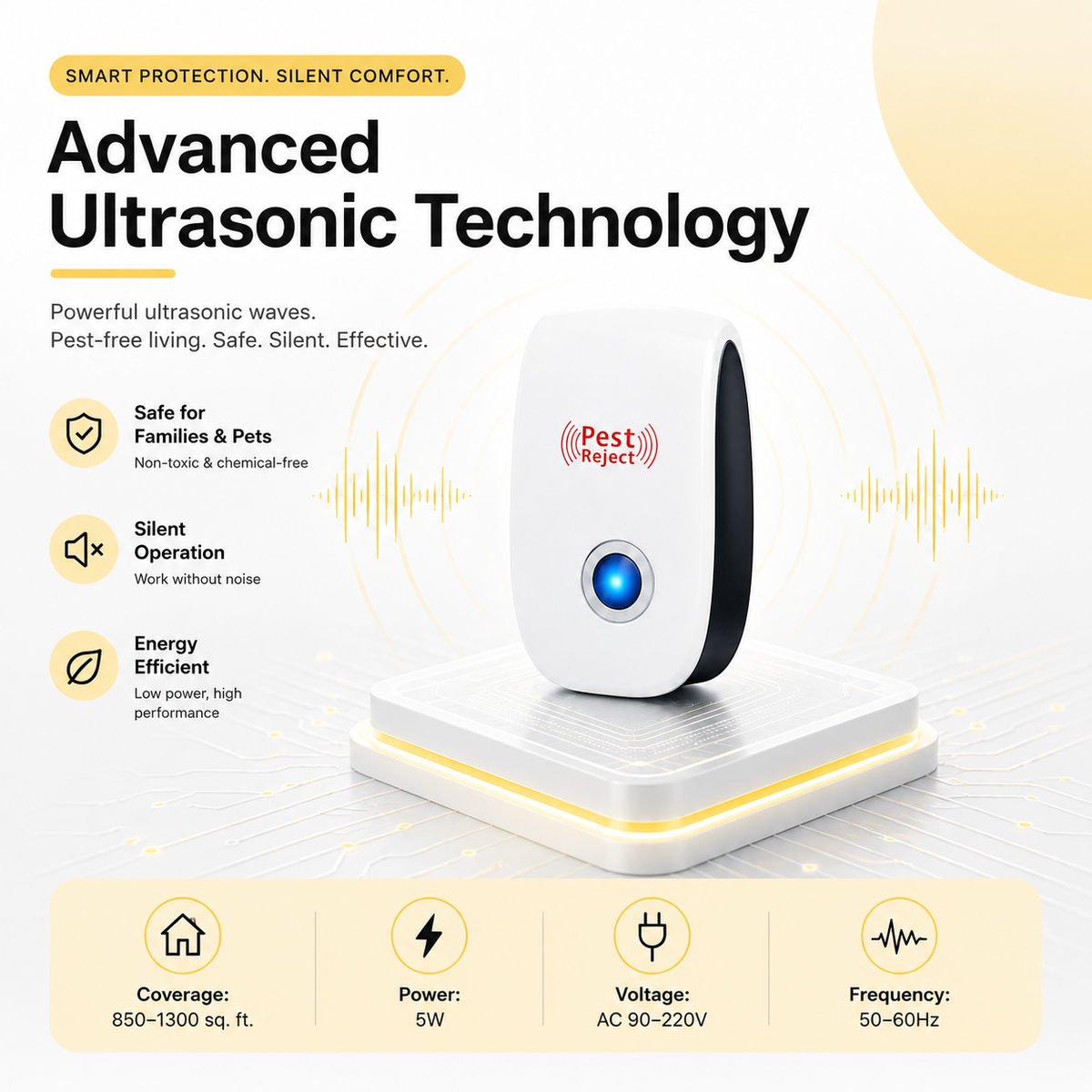 Pest Reject™ – Powerful Ultrasonic Pest Repeller(Buy 1 Get 1 Free)
