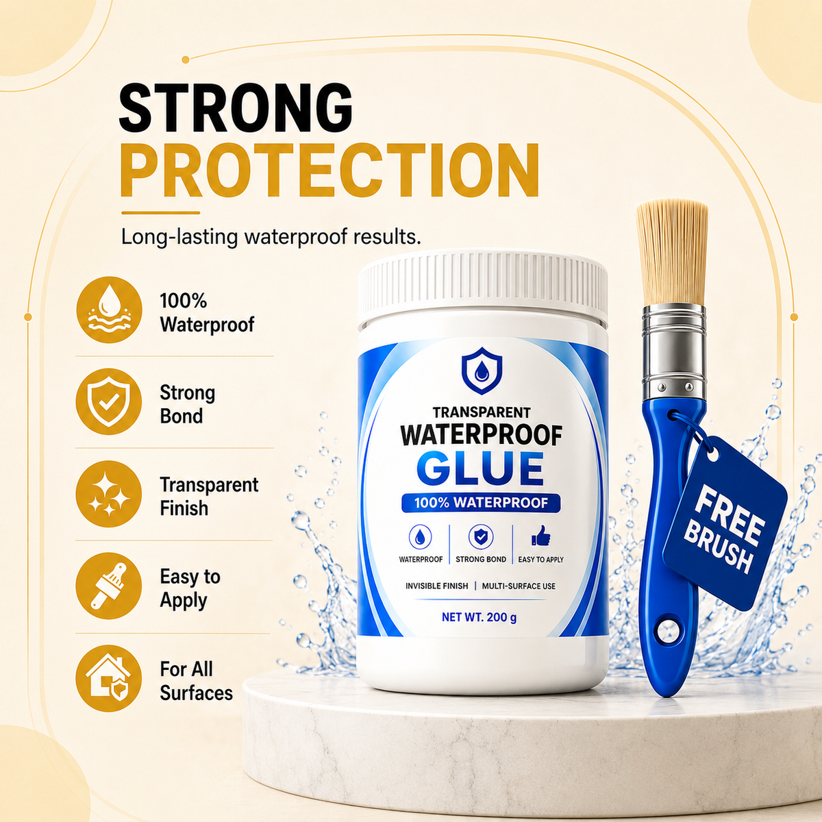 Waterproof Transparent Glue + Free Brush 🔥
