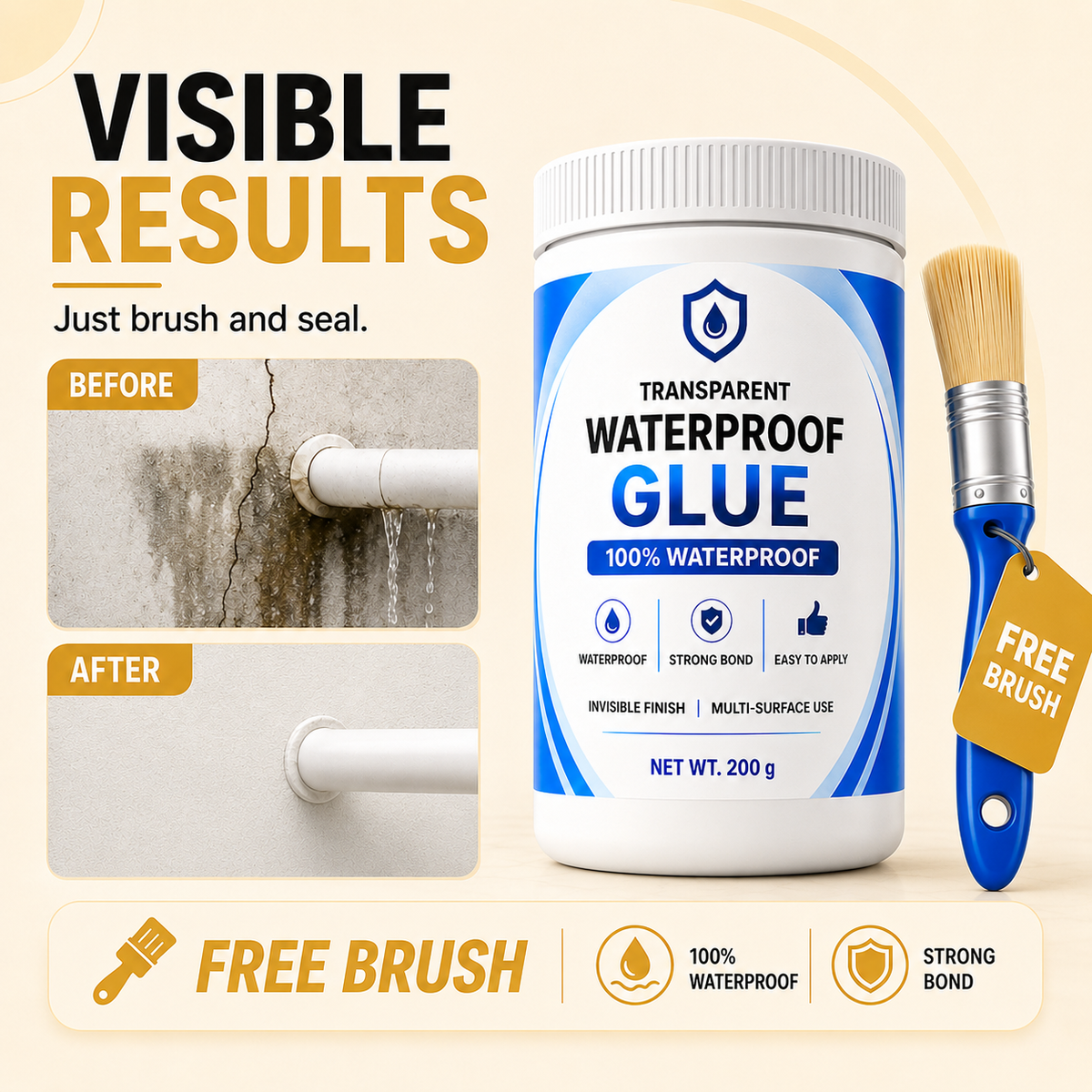 Waterproof Transparent Glue + Free Brush 🔥