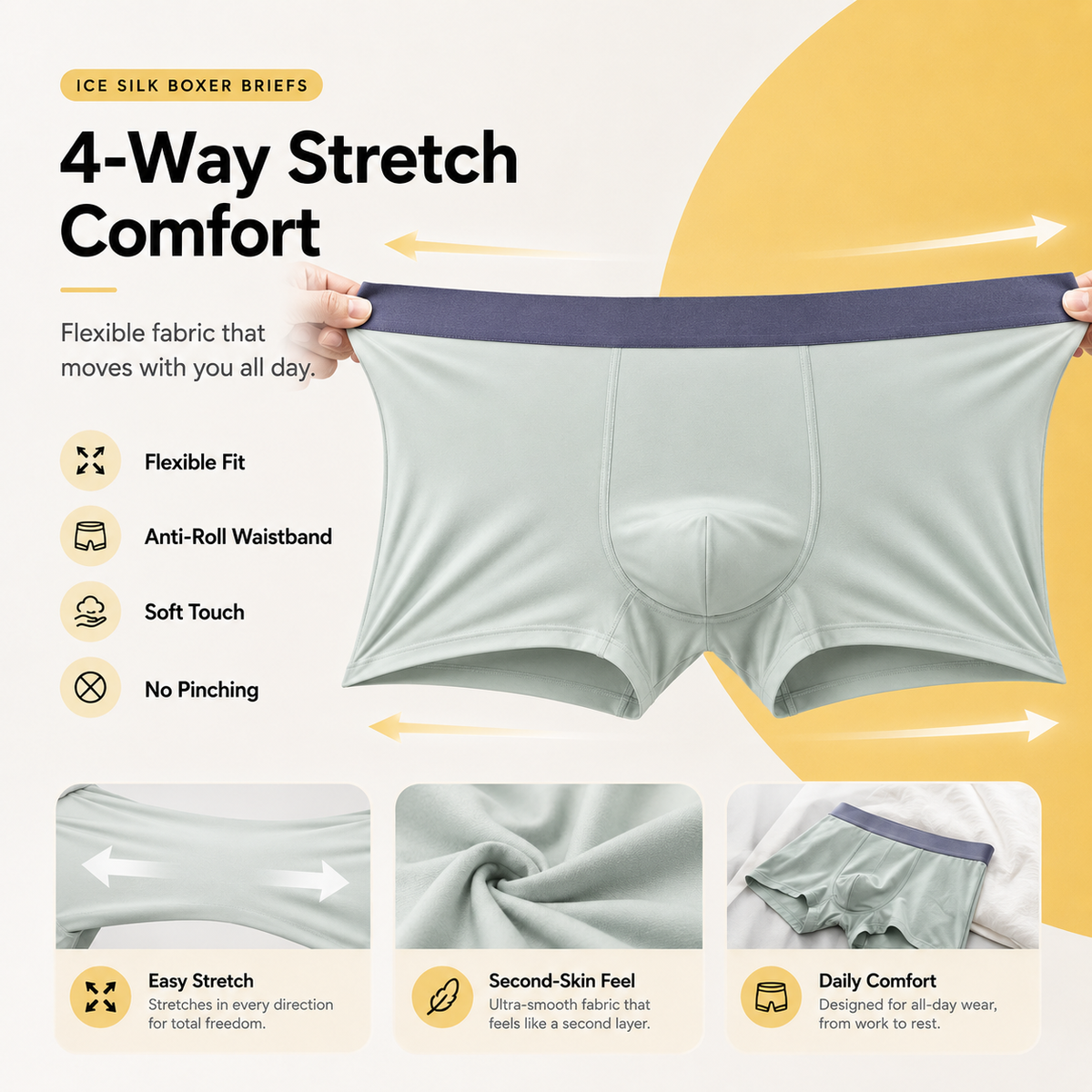 Men's Stretchable Ice Silk Underwear – Buy 1 Get 2 Free