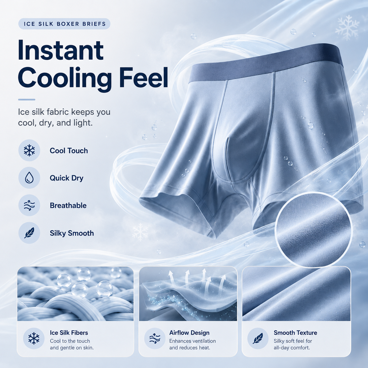 Men's Stretchable Ice Silk Underwear – Buy 1 Get 2 Free