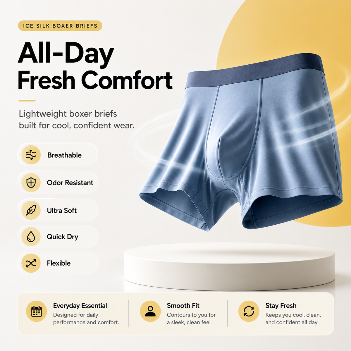 Men's Stretchable Ice Silk Underwear – Buy 1 Get 2 Free
