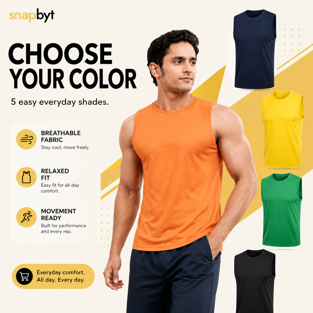 Pack Of 5 Sleeveless Vests For Men