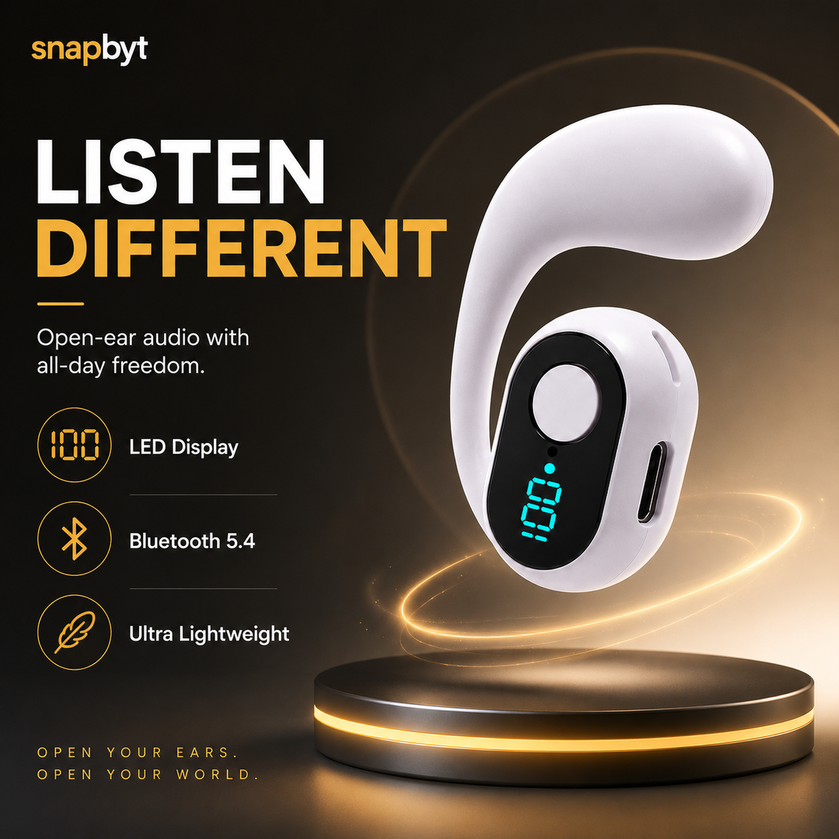 Clip On Wireless Bluetooth Calling Earphone With Display