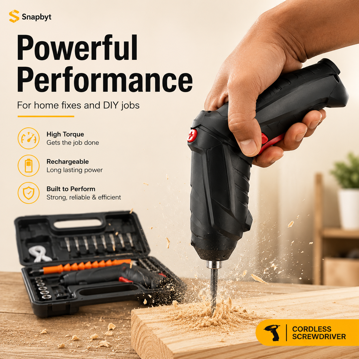 46 PCS Rechargeable Cordless Drill & Screwdriver Kit