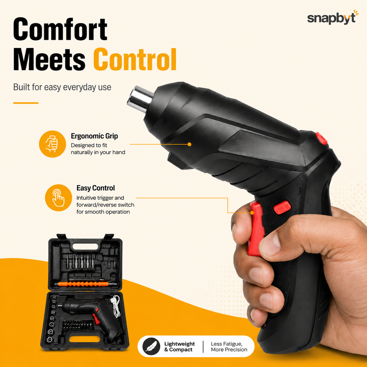 46 PCS Rechargeable Cordless Drill & Screwdriver Kit