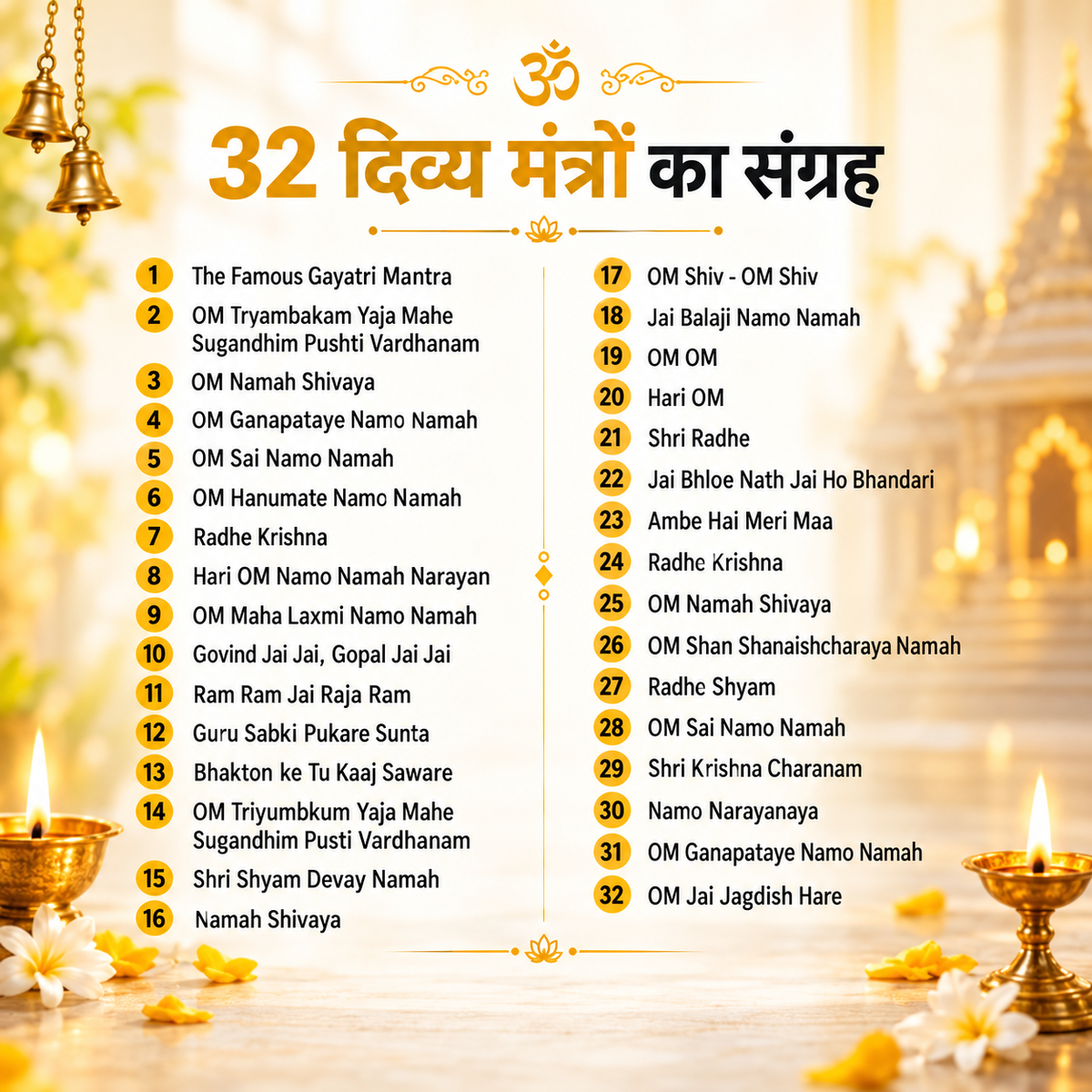 Om 32-in-1 Mantra Device for Home, Temple & Daily Pooja