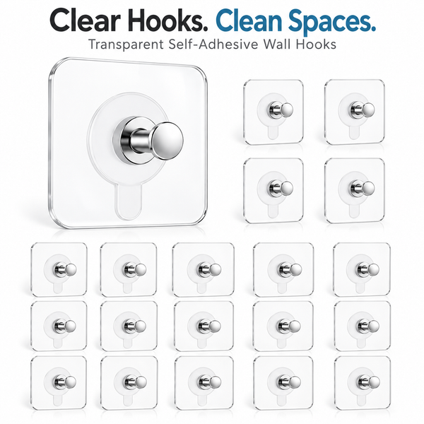 Pack of 20 Strong Adhesive Wall Hooks – Damage-Free Storage Made Easy